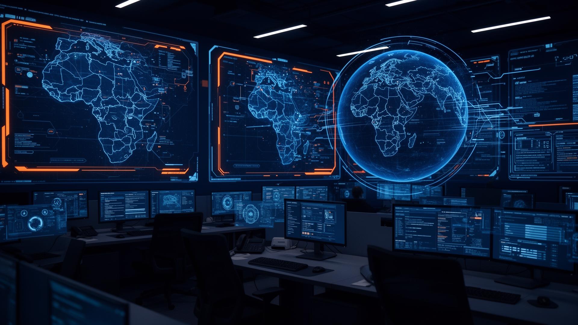 Cybersecurity operations center monitoring African digital infrastructure